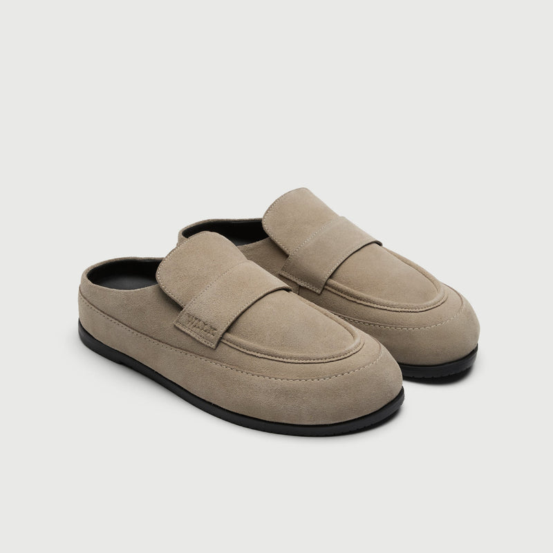 Stone Suède Loafer Mule