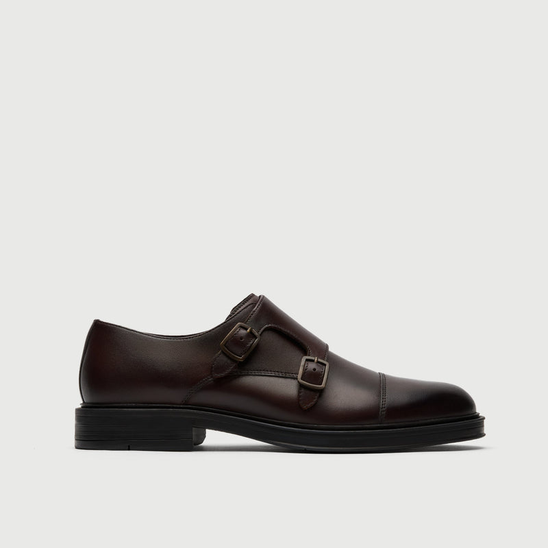 Brown Leather Double Monk Shoe