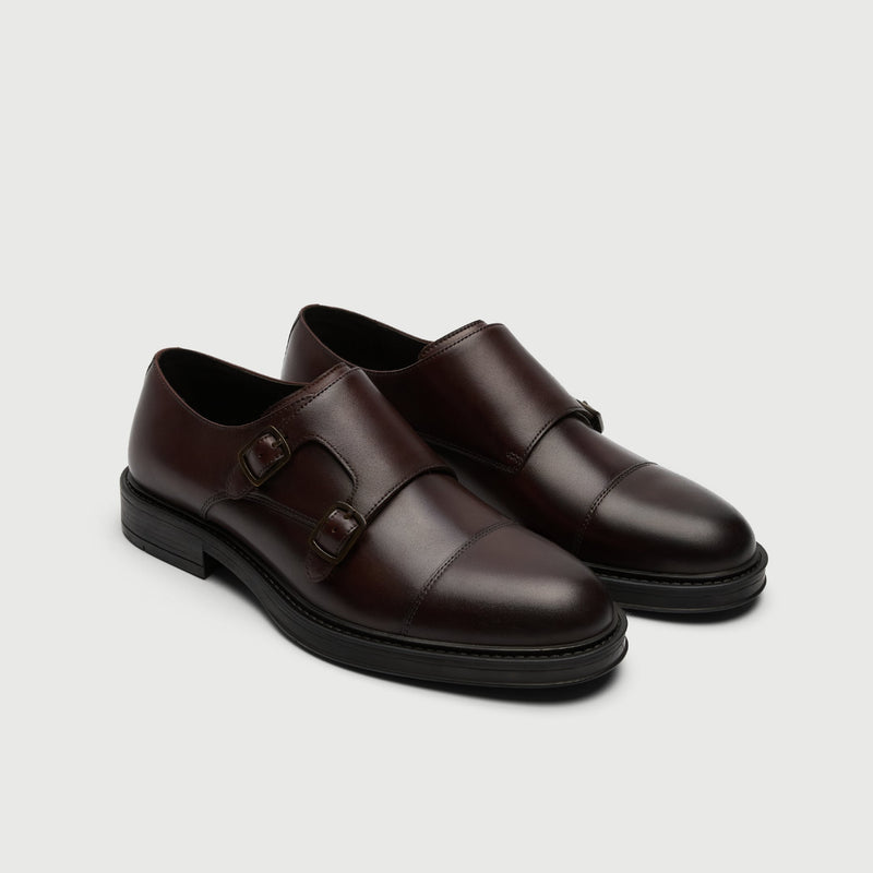 Brown Leather Double Monk Shoe