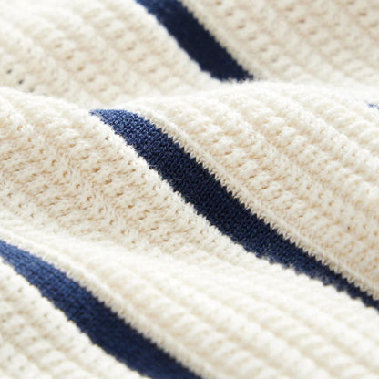 The Gentleman’s Brand | Men’s White Striped Knit Polo Shirt – Crisp Lines, Relaxed Sophistication