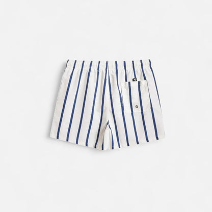 The Gentleman’s Brand | Men’s Striped Swim Shorts – White with Navy Stripes, 100% Polyester, Classic Fit for Old Money Summer Style