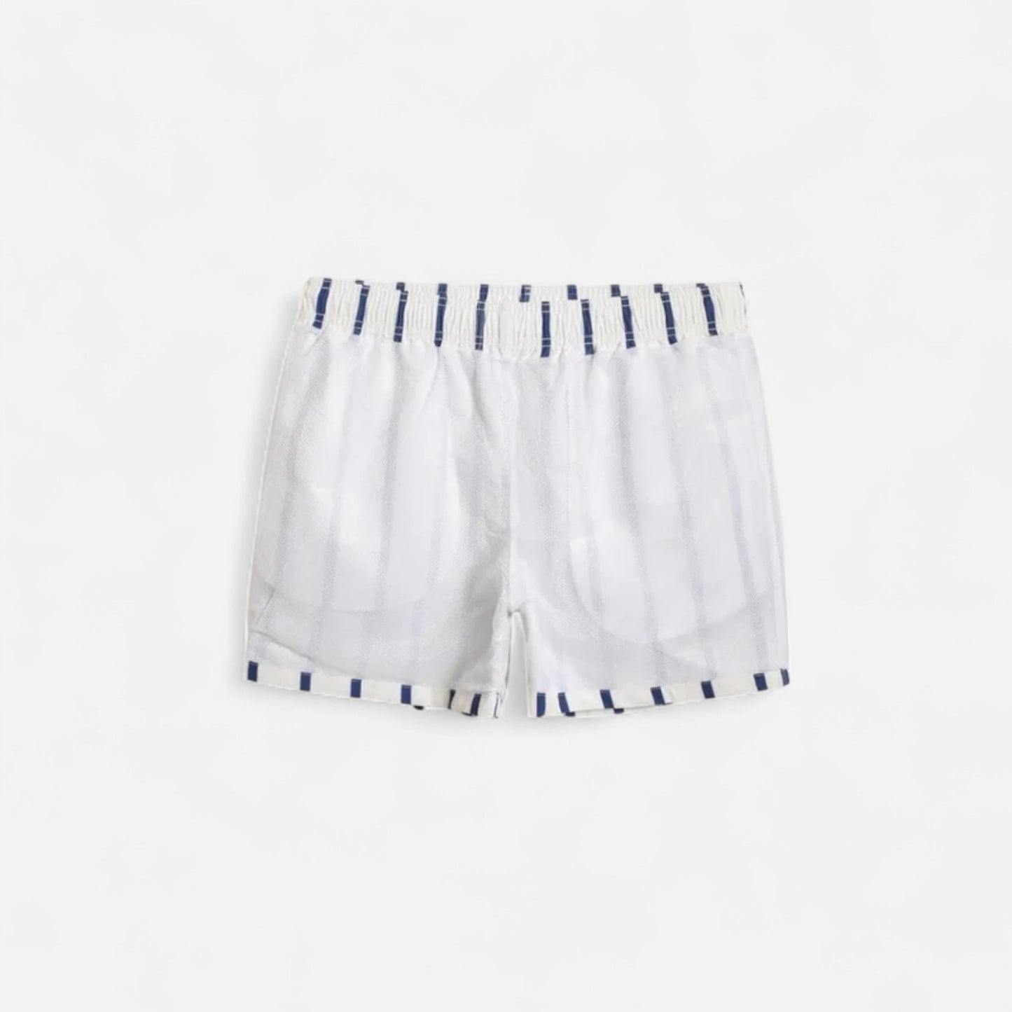 The Gentleman’s Brand | Men’s Striped Swim Shorts – White with Navy Stripes, 100% Polyester, Classic Fit for Old Money Summer Style