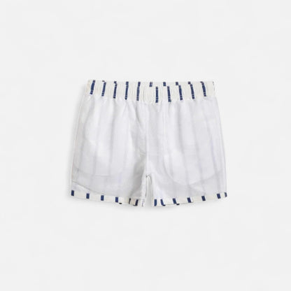 The Gentleman’s Brand | Men’s Striped Swim Shorts – White with Navy Stripes, 100% Polyester, Classic Fit for Old Money Summer Style
